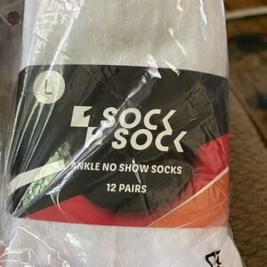 Unisex White Ankle No Show Socks - 12 Pairs